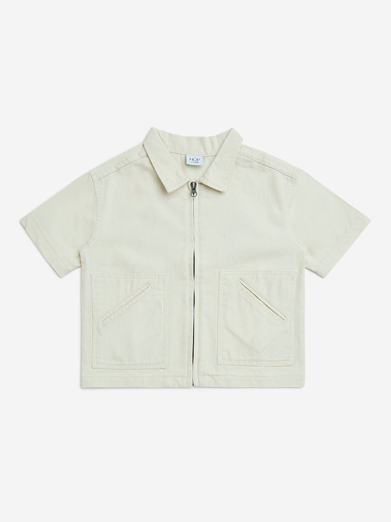 HOP Kids Off-White Printed Cotton Shirt