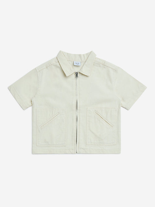 HOP Kids Off-White Printed Cotton Shirt
