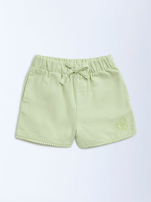 HOP Kids Lime Mid-Rise Cotton Shorts