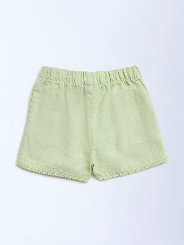 HOP Kids Lime Mid-Rise Cotton Shorts