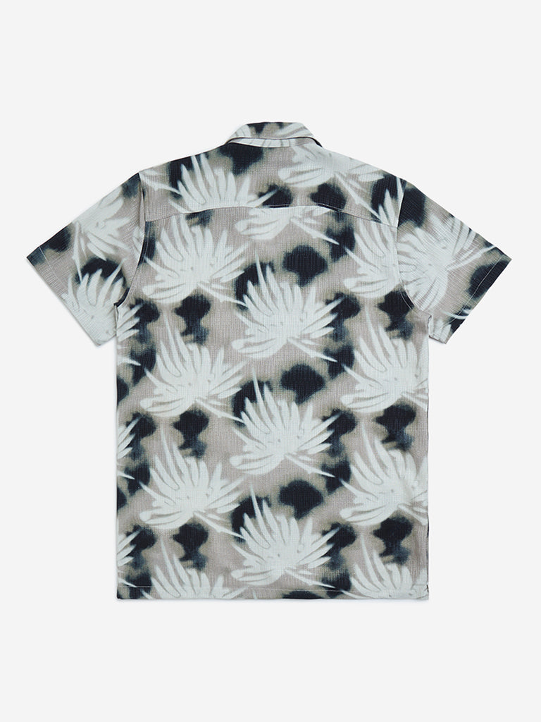 Y&F Kids Beige Botanical Design Resort-Fit Shirt