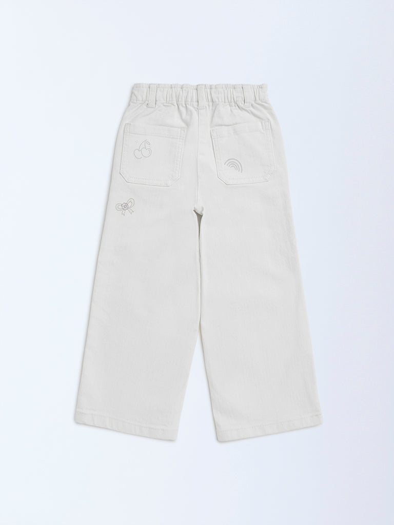 HOP Kids Off-White Wide-Leg Mid-Rise Jeans