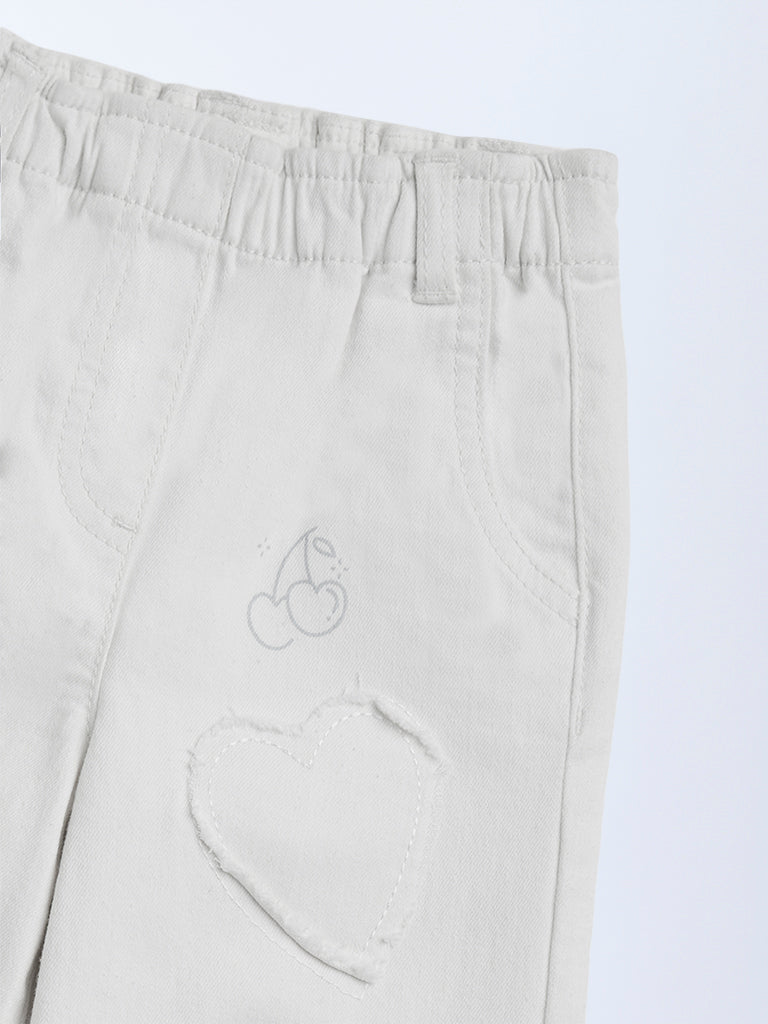 HOP Kids Off-White Wide-Leg Mid-Rise Jeans