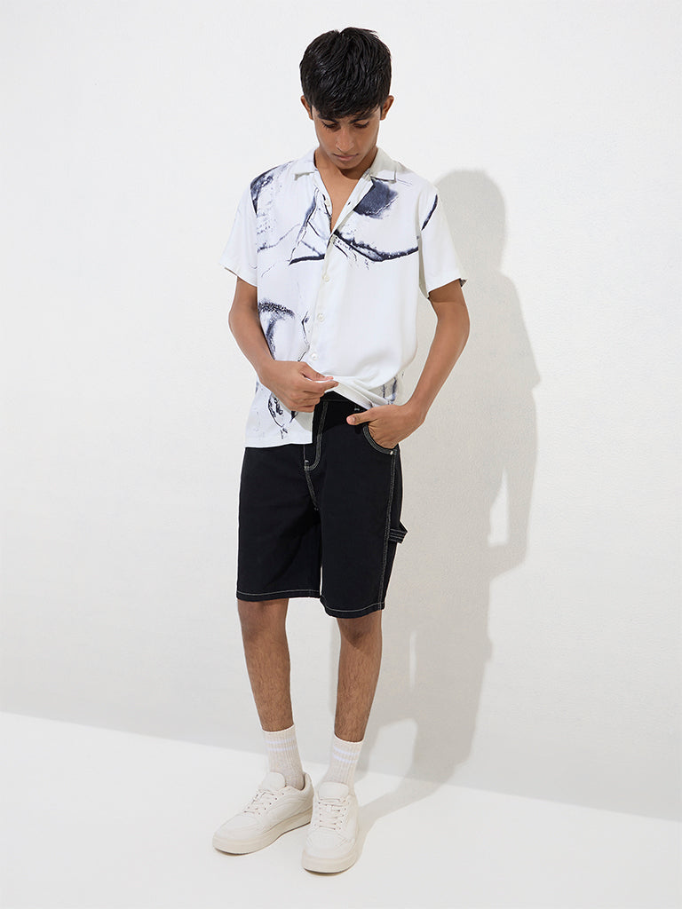 Y&F Kids Off-White Abstract Printed Shirt