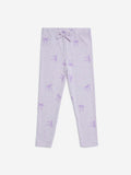 HOP Kids Lilac Bow Detailed Cotton-Blend Leggings