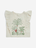 Utsa Kids Off-White Tropical-Inspired Cotton-Blend Ethnic Top - (2-8yrs)