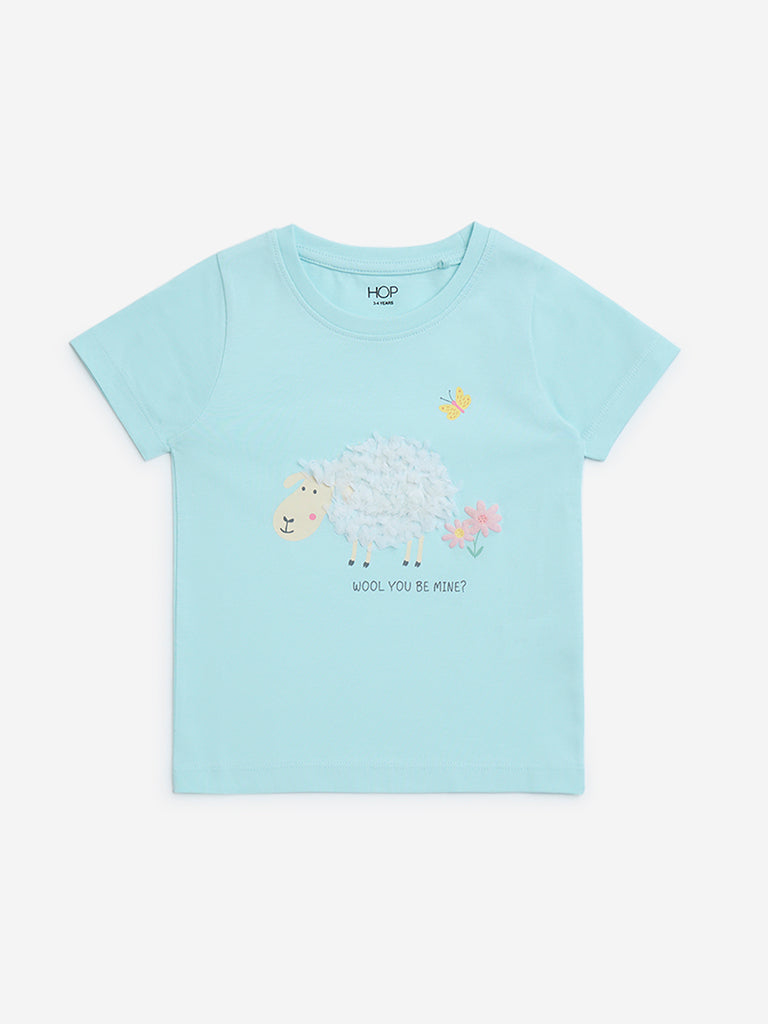 HOP Kids Aqua Animal Detailed Cotton T-Shirt