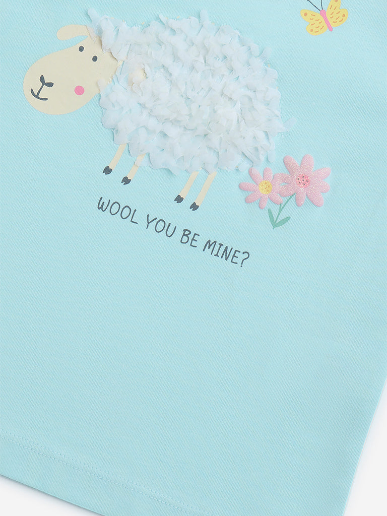 HOP Kids Aqua Animal Detailed Cotton T-Shirt