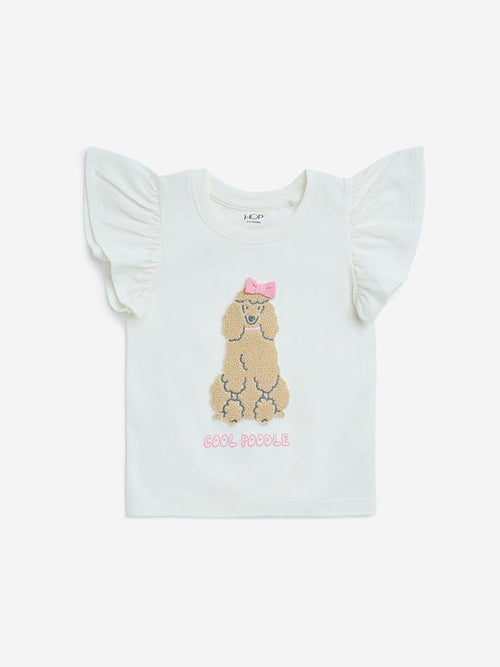 HOP Kids White Animal Applique Cotton Top