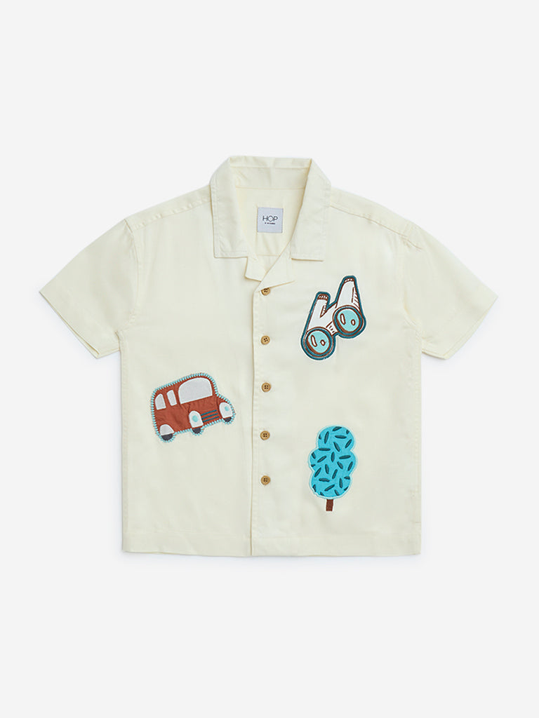 HOP Kids Off-White Printed Shirt