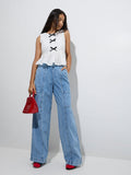Y&F Kids Blue Wide-Leg Mid-Rise Jeans
