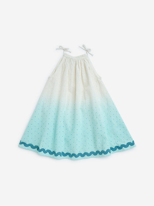 HOP Kids Aqua Ombre-Finish A-Line Cotton Dress
