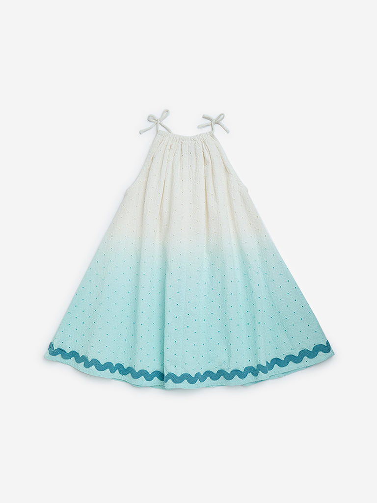 HOP Kids Aqua Ombre-Finish A-Line Cotton Dress