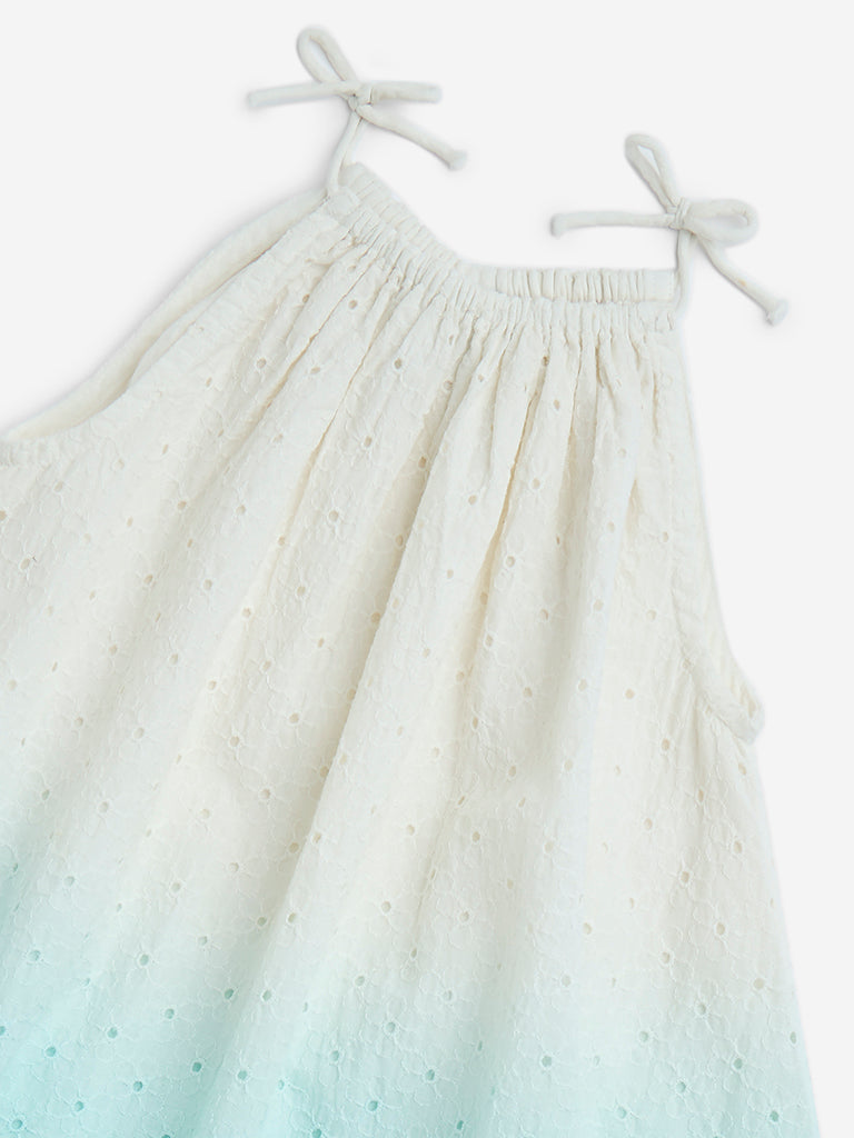 HOP Kids Aqua Ombre-Finish A-Line Cotton Dress