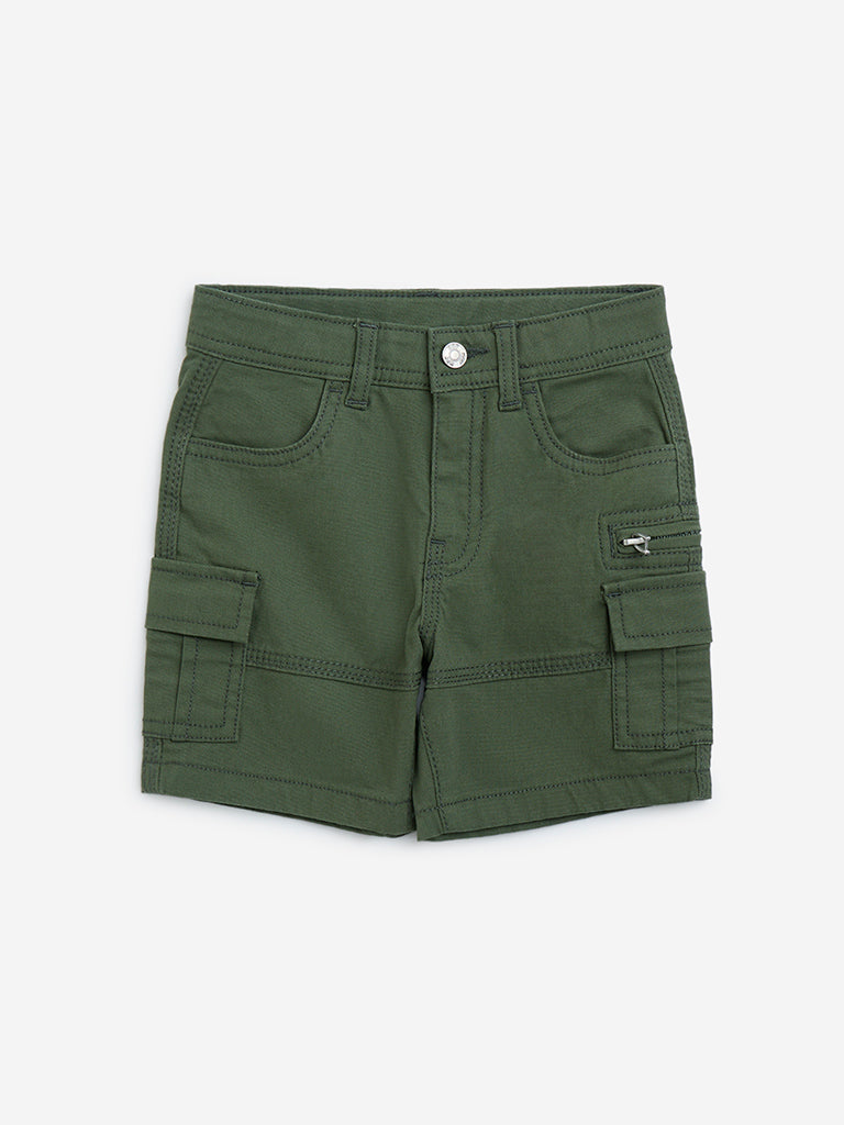 HOP Kids Olive Mid-Rise Shorts