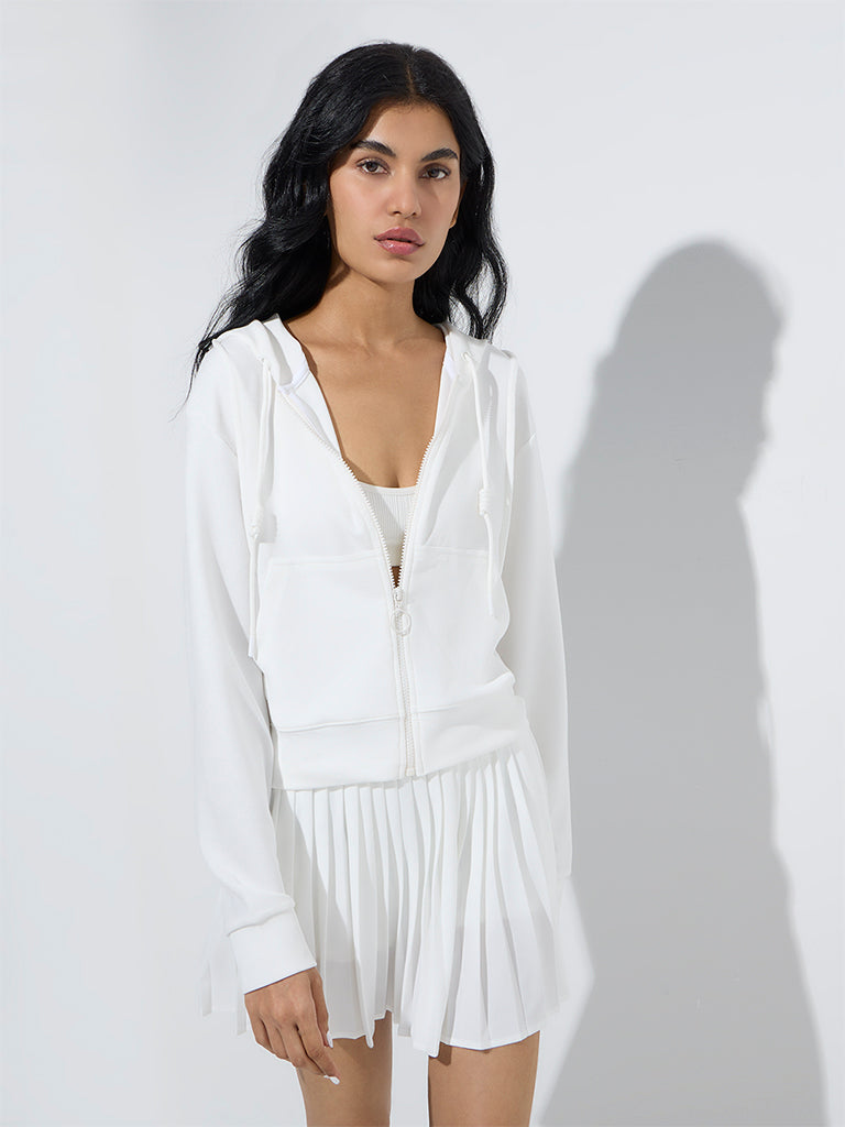Studiofit White Ribbed-Textured Jacket