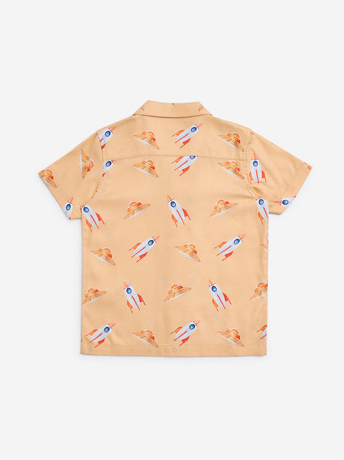 HOP Kids Orange Printed Shirt