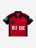 HOP Kids Red Typographic Cotton Shirt