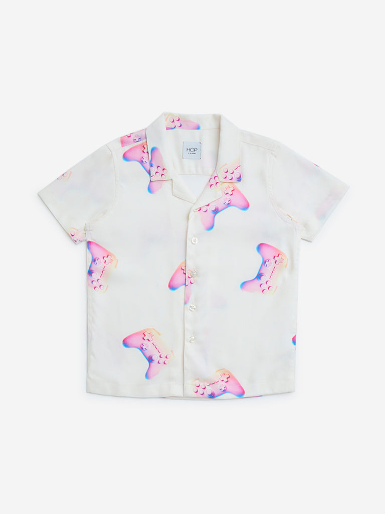 HOP Kids White Printed Shirt