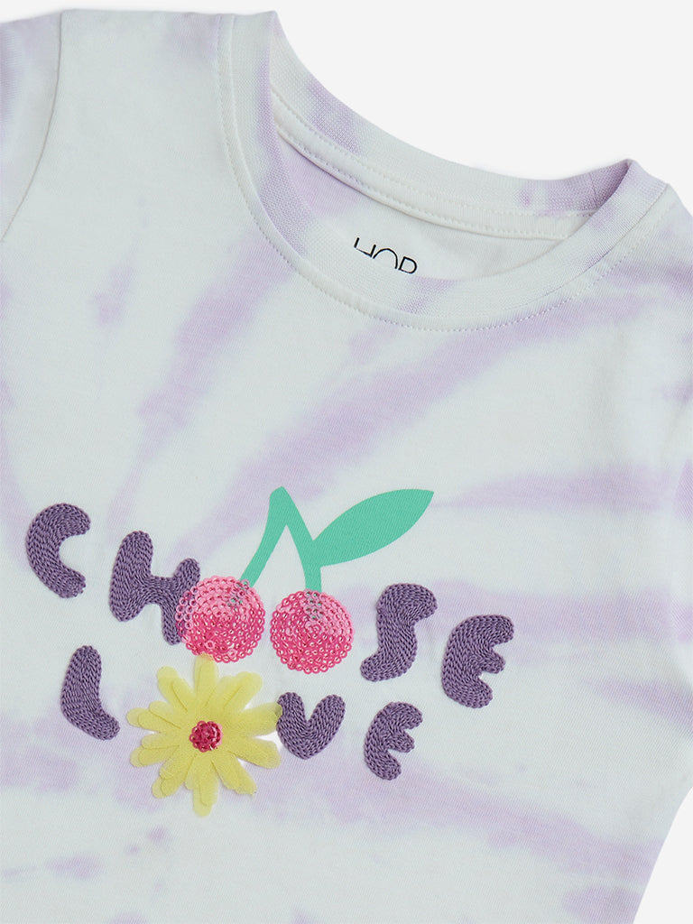 HOP Kids Lilac Tie-Dye Design Cotton T-Shirt