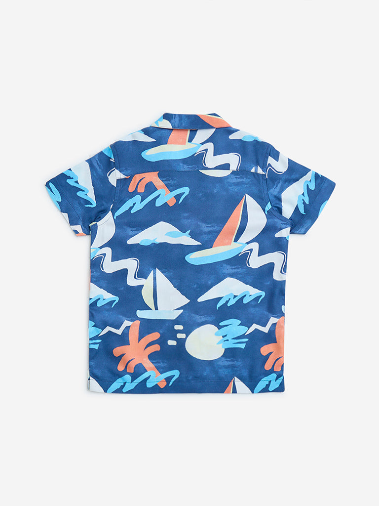 HOP Kids Blue Beach-Inspired Shirt