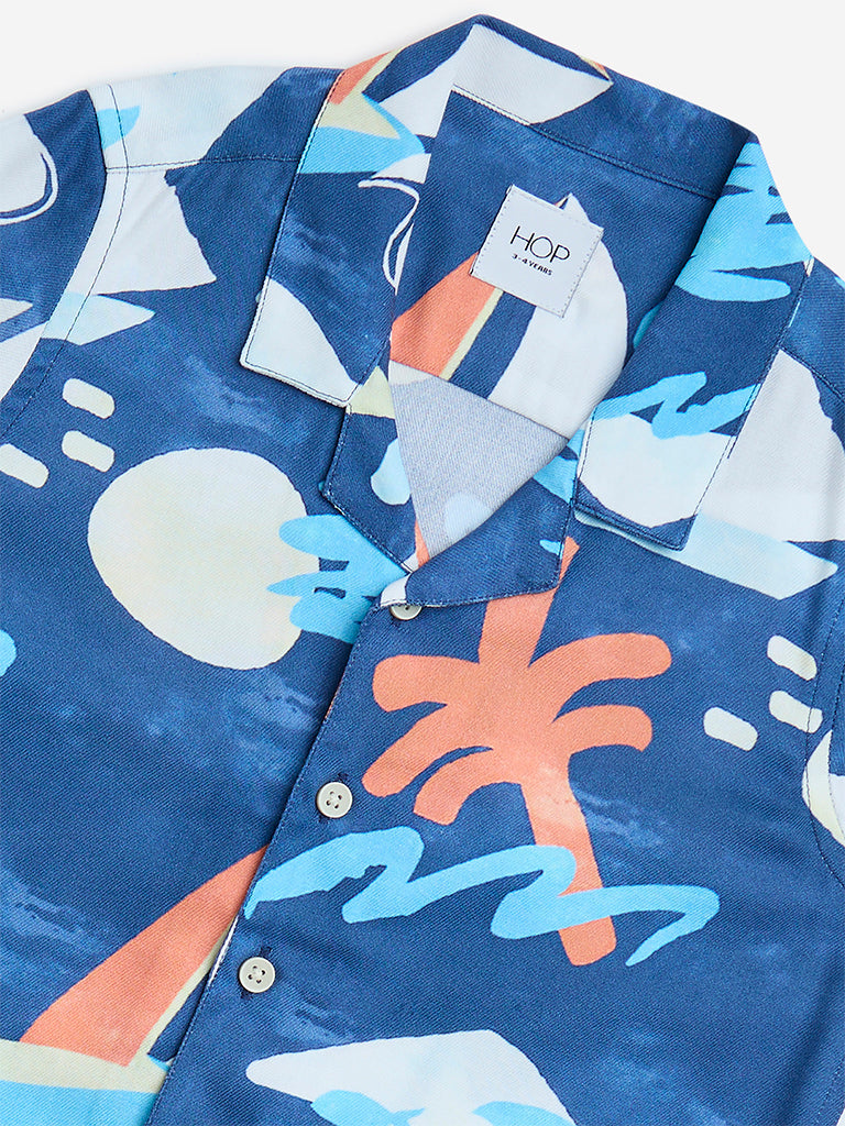 HOP Kids Blue Beach-Inspired Shirt