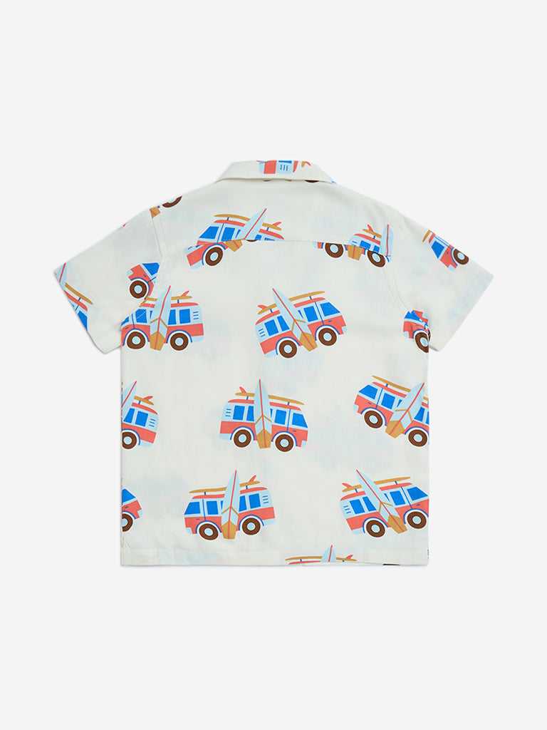 HOP Kids Off-White Printed Shirt