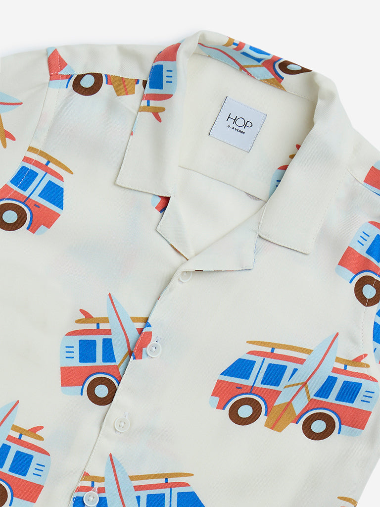HOP Kids Off-White Printed Shirt