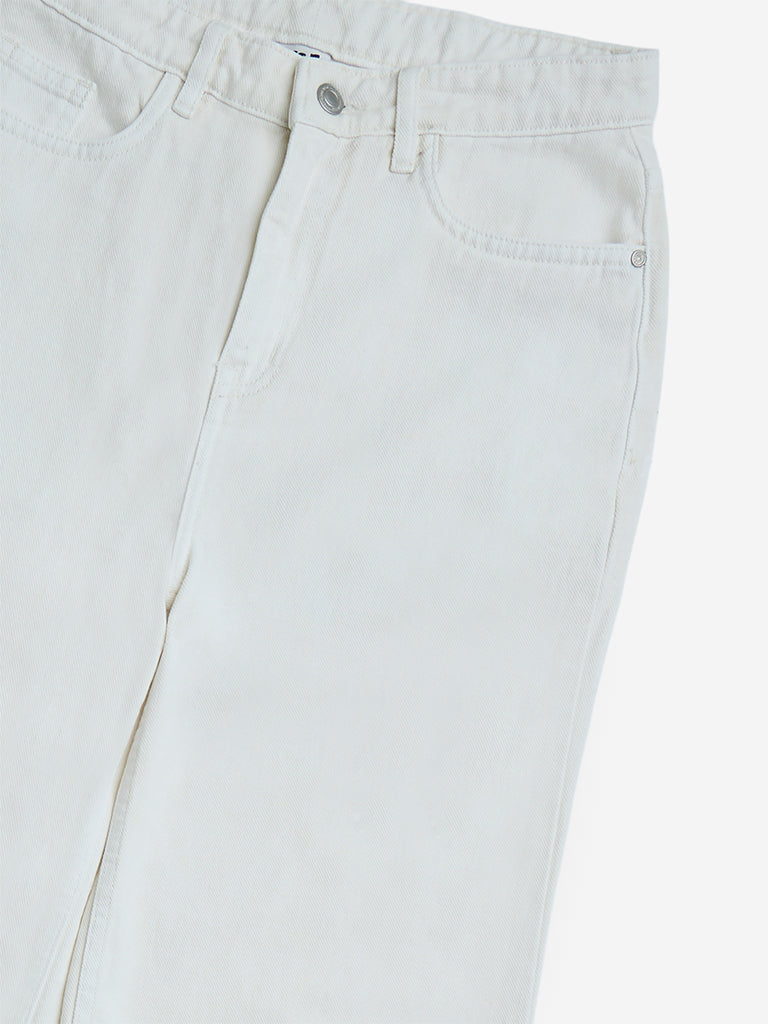 Y&F Kids White Wide-Leg High-Rise Jeans