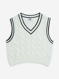 Y&F Kids White Knit-Textured Sweater Vest