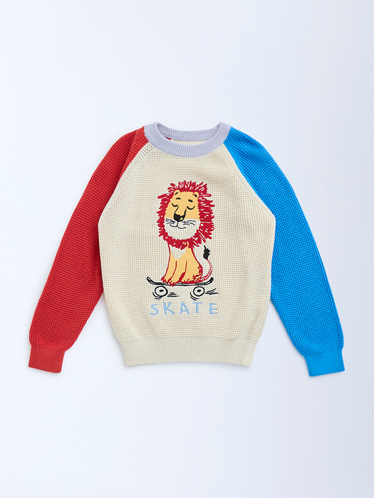 HOP Kids Kids Multicolour Animal Design Cotton Sweater