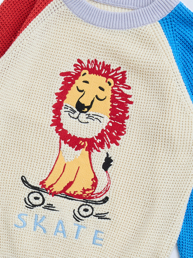 HOP Kids Kids Multicolour Animal Design Cotton Sweater