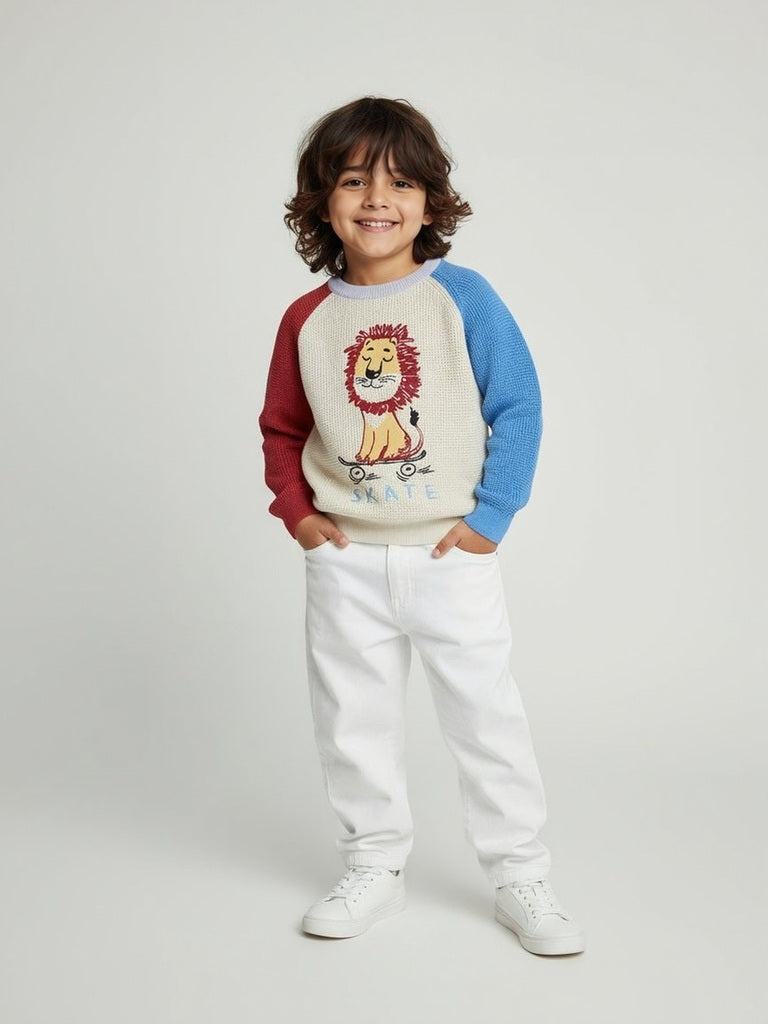 HOP Kids Kids Multicolour Animal Design Cotton Sweater