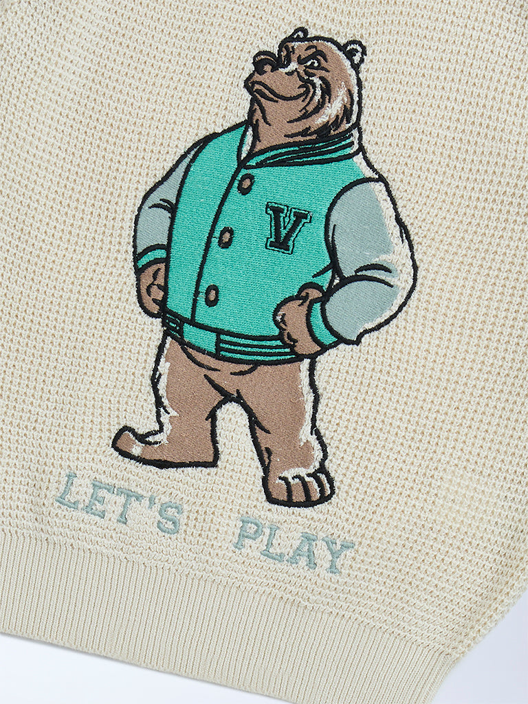 HOP Kids Multicolour Colour-Blocked Knitted Cotton Sweater