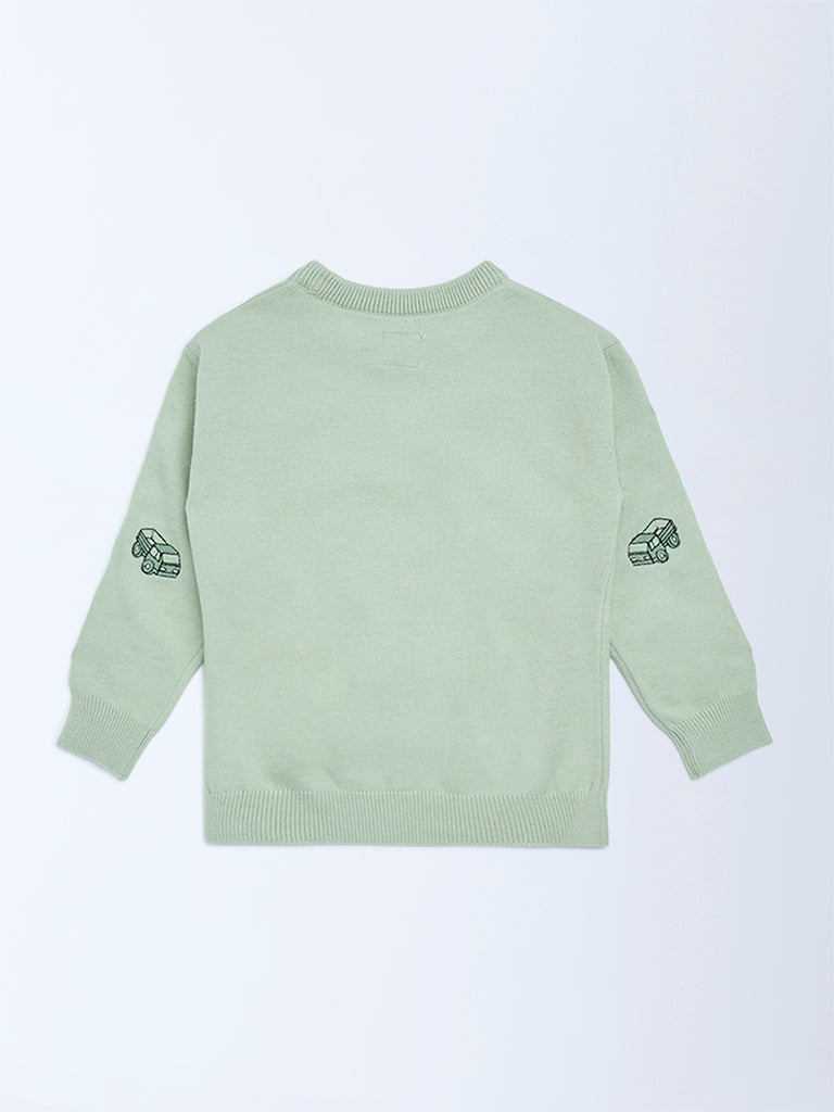 HOP Kids Sage Vehicle Embroidered Sweater