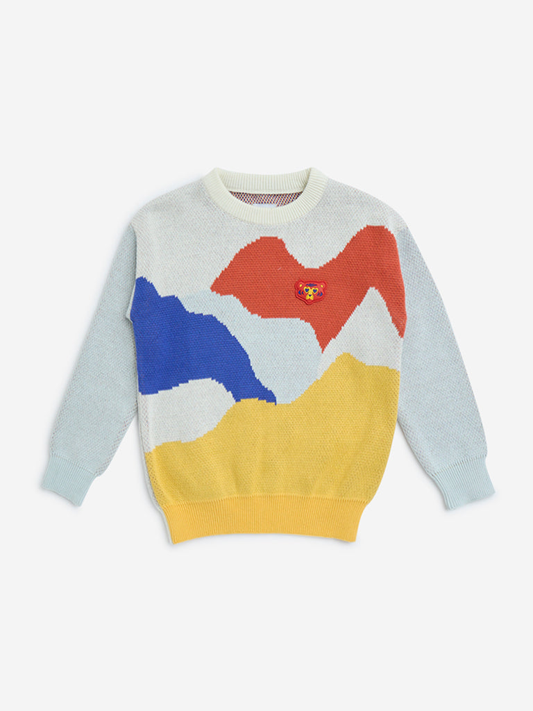 HOP Kids Multicolour Printed Cotton Sweater