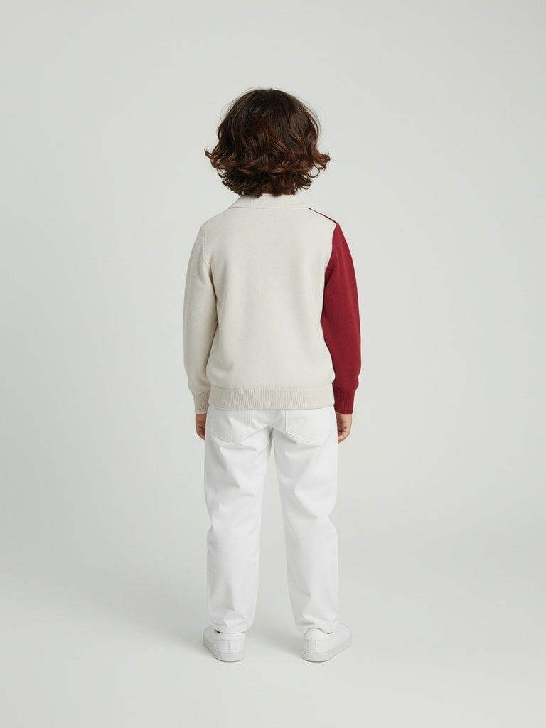 HOP Kids Multicolour Colour-Blocked Cotton Sweater