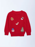 HOP Kids Red Christmas-Themed Cotton Sweater