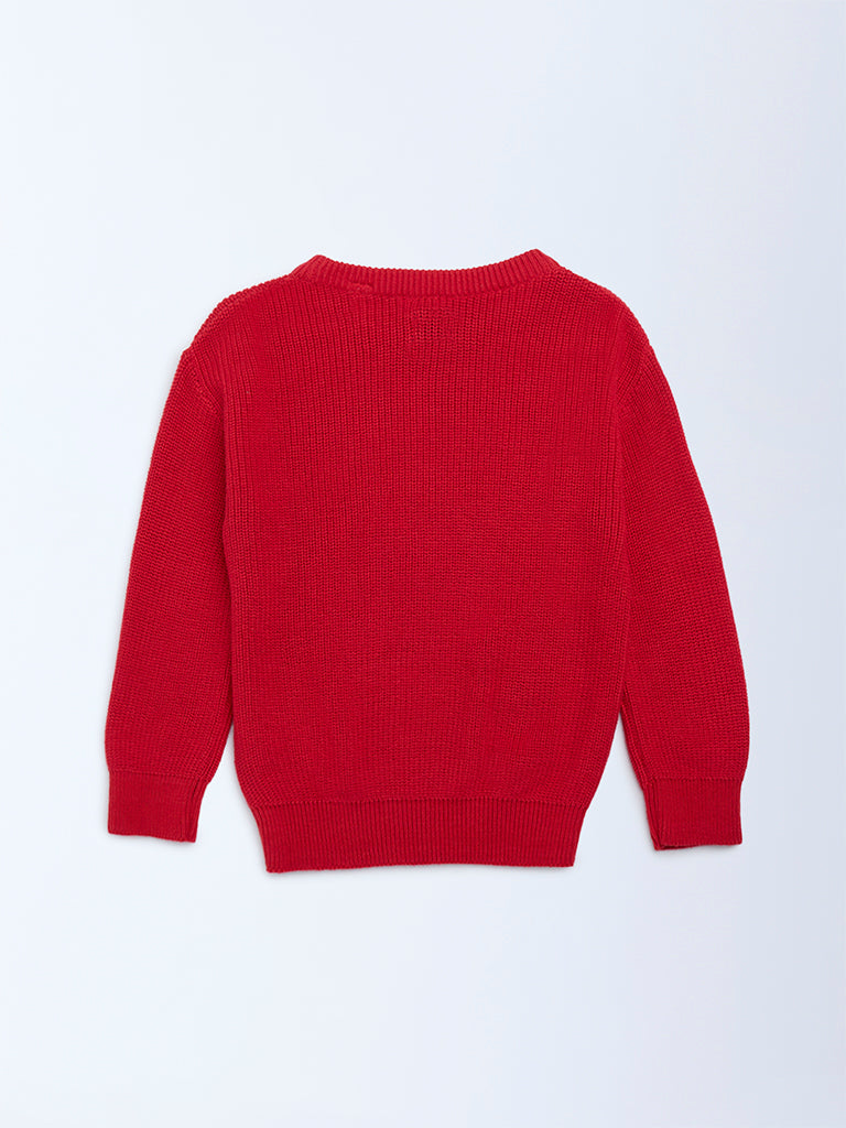 HOP Kids Red Christmas-Themed Cotton Sweater