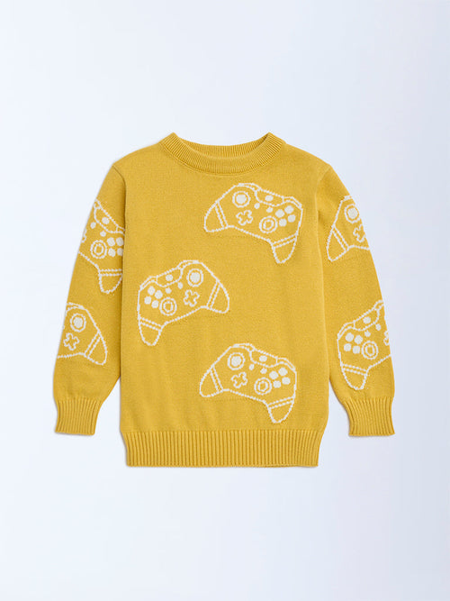 HOP Kids Yellow Gaming Console Design Cotton Sweater