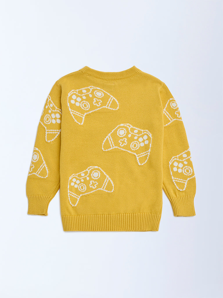 HOP Kids Yellow Gaming Console Design Cotton Sweater