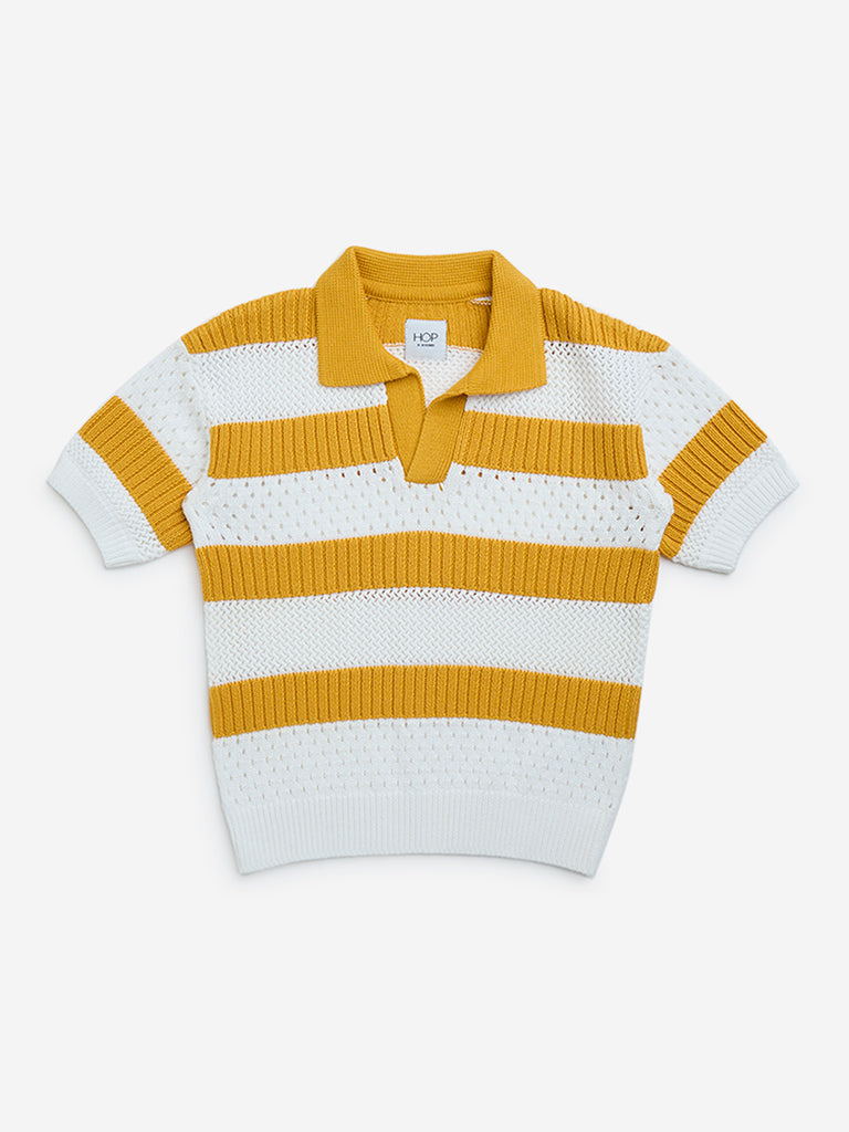 HOP Kids Yellow Knitted Cotton T-Shirt