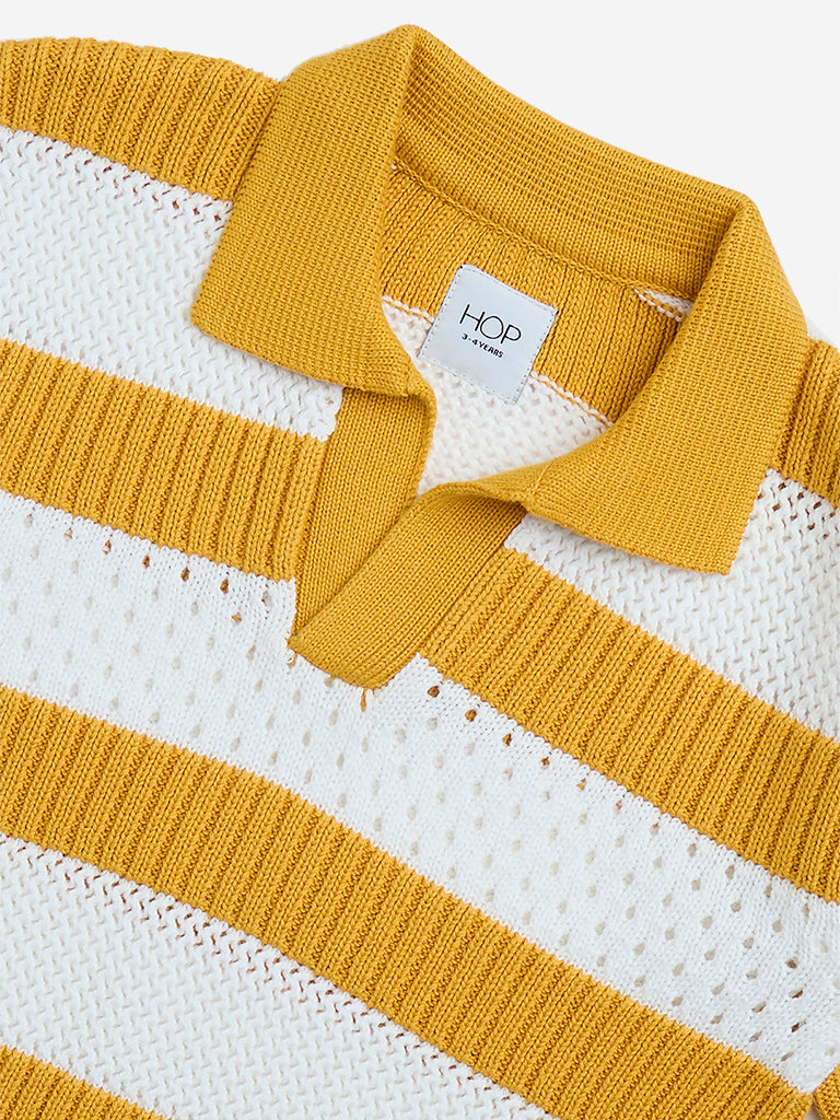 HOP Kids Yellow Knitted Cotton T-Shirt