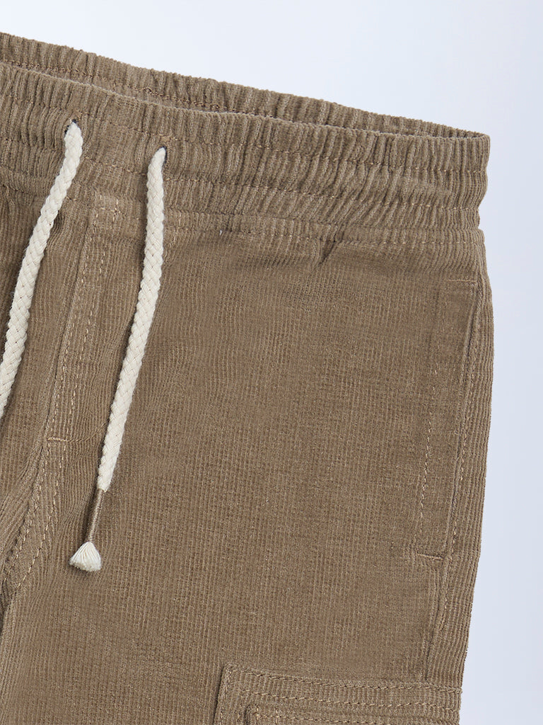 HOP Kids Brown Mid-Rise Corduroy Joggers