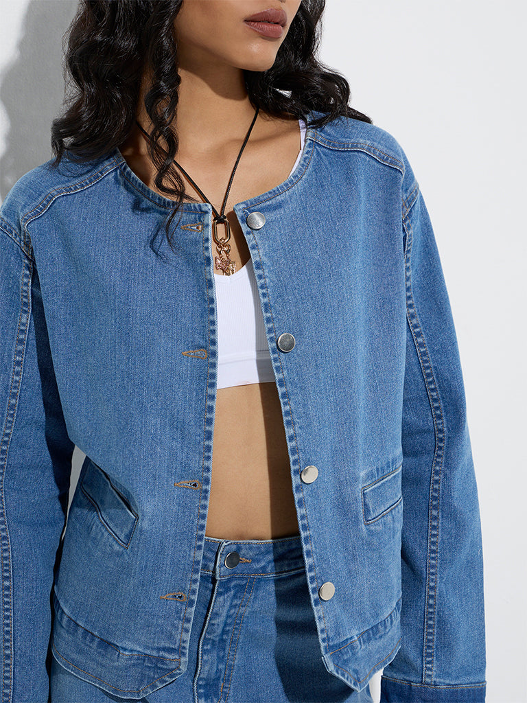 LOV Blue Cotton-Blend Denim Jacket