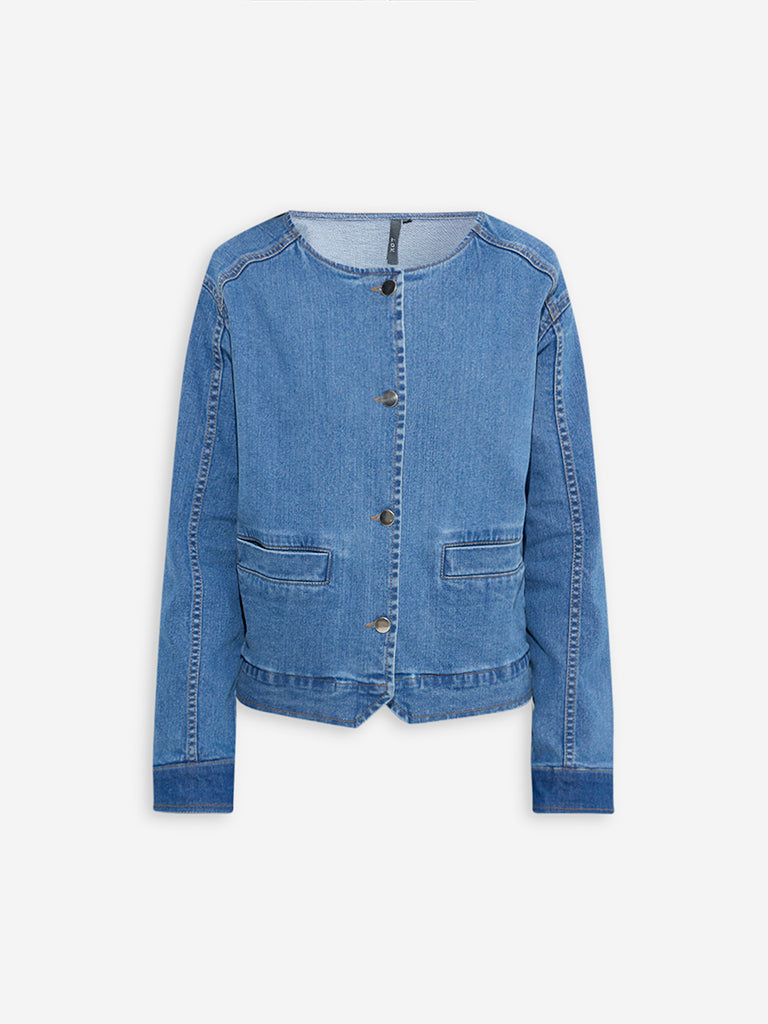 LOV Blue Cotton-Blend Denim Jacket