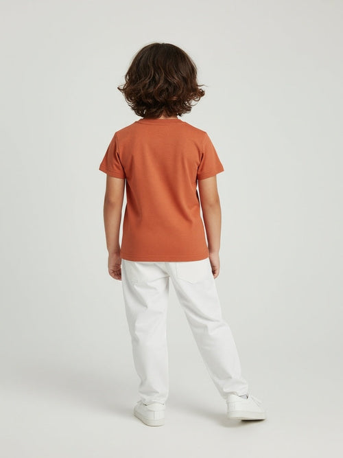 HOP Kids Orange Baseball-Themed Cotton T-Shirt