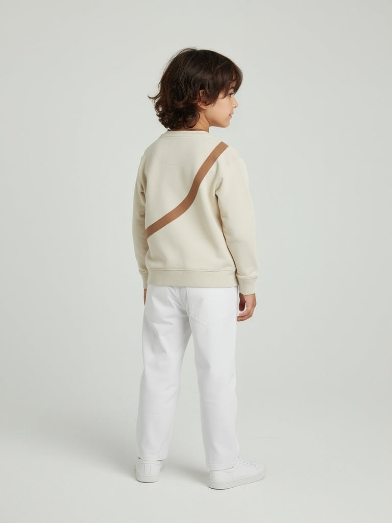 HOP Kids Beige Animal Design Cotton-Blend Sweatshirt