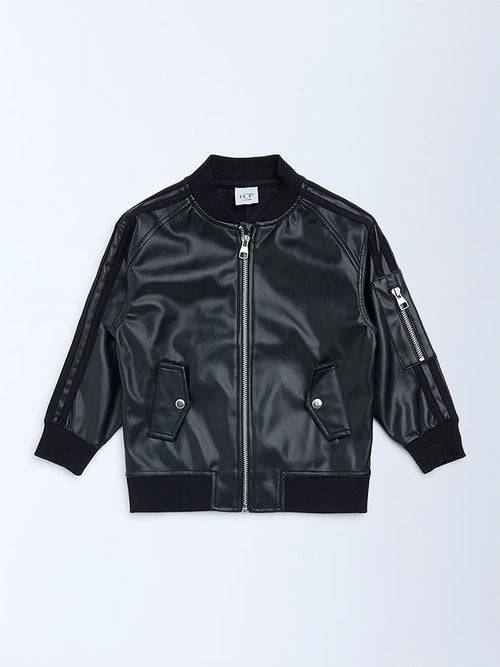 HOP Kids Black Faux-Leather Biker Jacket