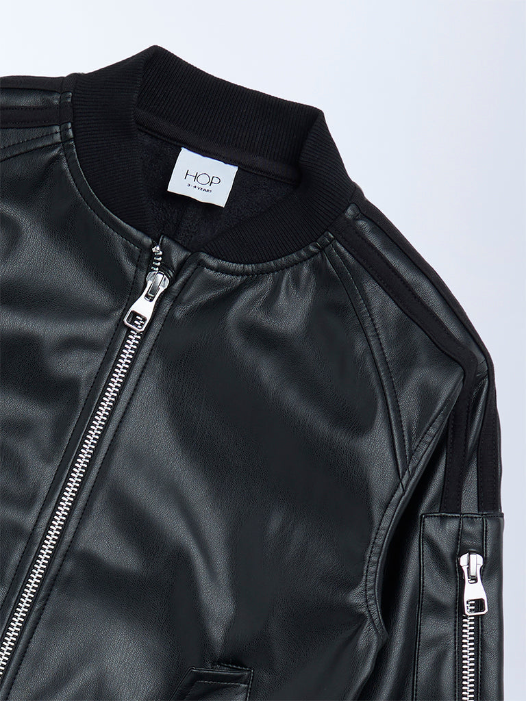 HOP Kids Black Faux-Leather Biker Jacket